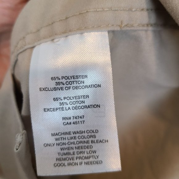 Cabela's Mens L Tan Short Sleeves Button Down Outfitters Safari Shirt Pockets - Picture 5 of 6